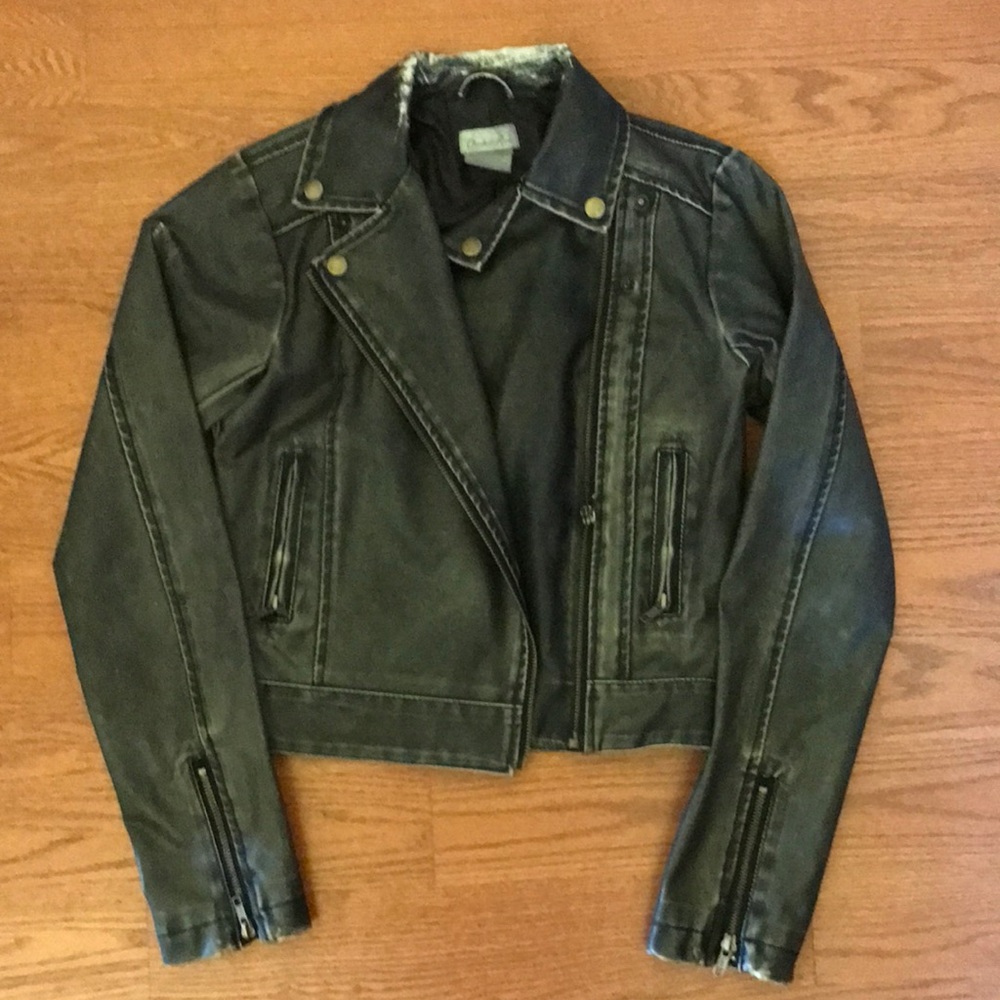 Distressed pleather jacket